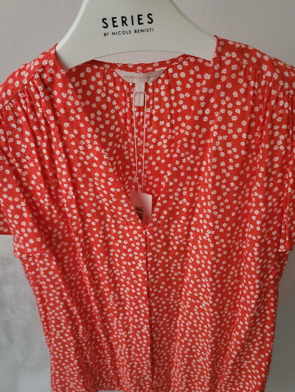 Rebecca Taylor Malia Red Floral Blouse size 6 new - Picture 9 of 12